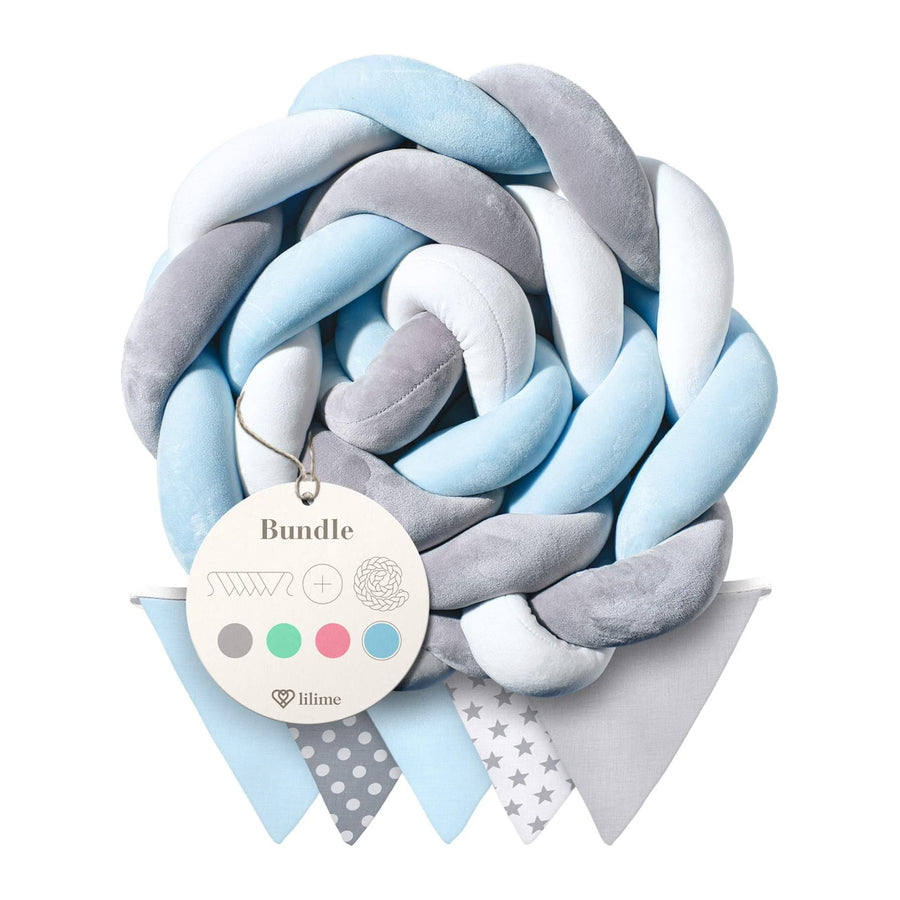 Bettschlange in Blau mit passender Wimpelkette im Set