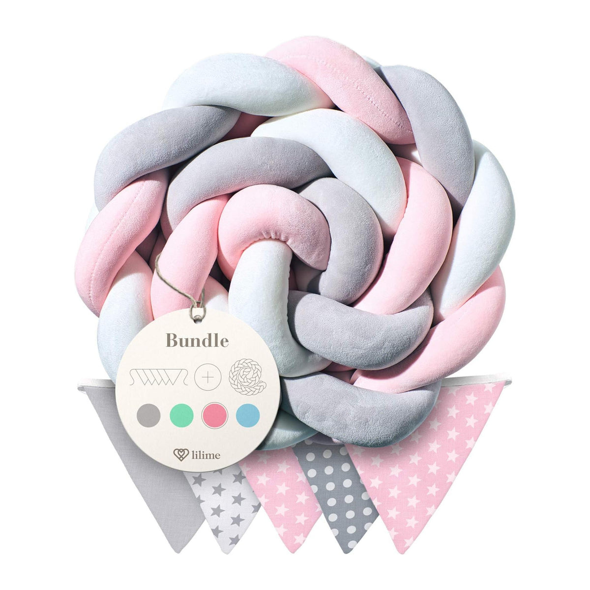 Bettschlange in Rosa mit passender Wimpelkette im Set